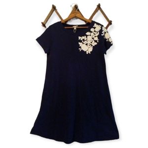 Spense In The Navy Floral Aplique T- Shirt Dress